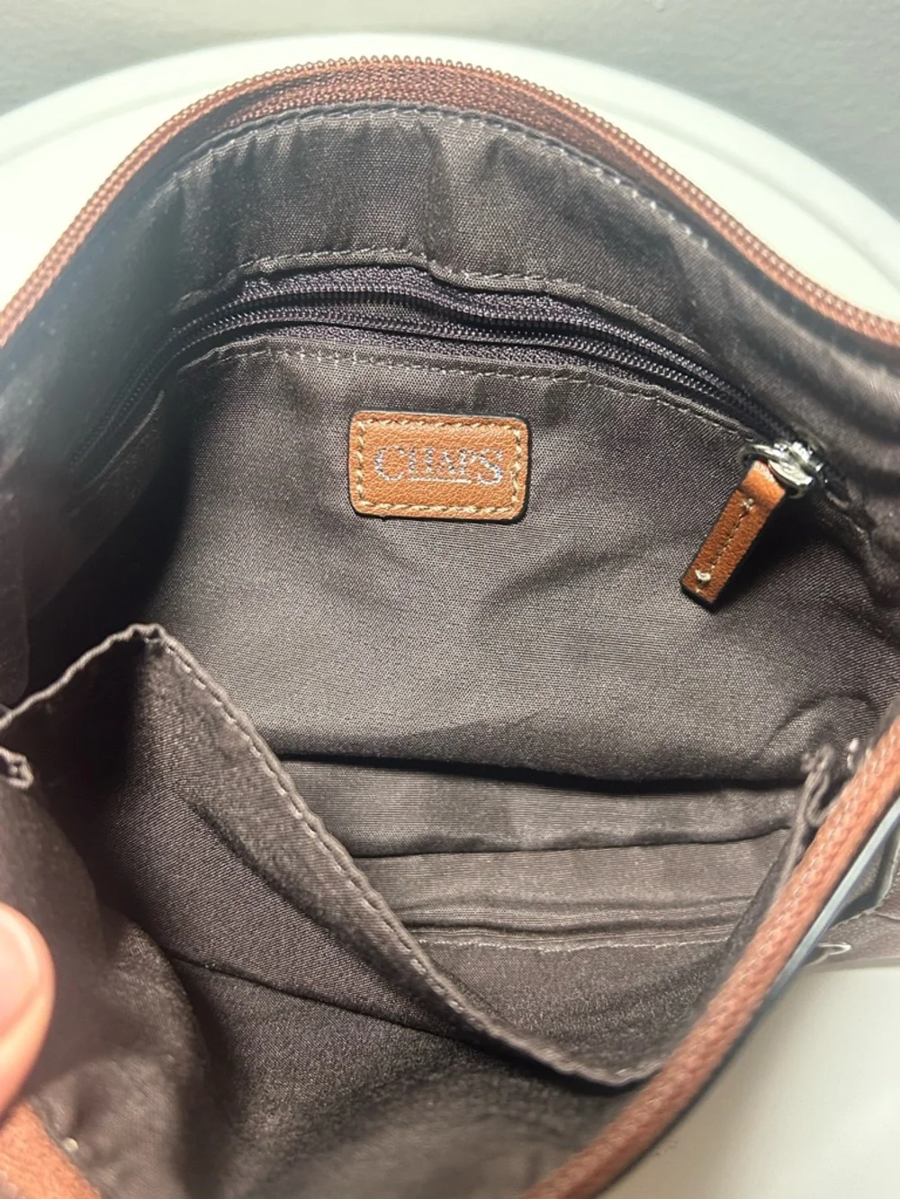 Chaps Brown Interior Leather Crossbody
